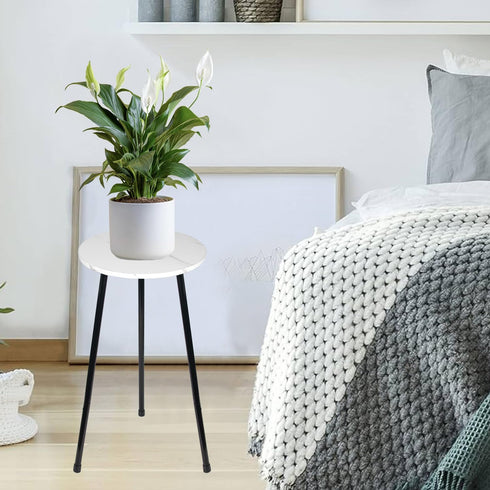 ARTORA 18 Inch (18.11' 9.25") Indoor Plant Stand, Mid Century Wood Plant Stool Adjustable White Corner Tall Plant Sand