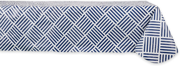 DII Indoor/Outdoor Vinyl Tabletop Collection Grid Pattern, Flannel Backed Tablecloth, Rectangle, 60x102,