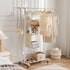 MAX Houser 5 Shelf Hanging Closet Organizer, Foldable Cloth Shelves with 4 Side Pockets, Space Saver - Beige