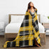 HSYOYO 80"x60" Yellow Black Plaid Throw Blanket Fluffy Fleece Blankets Soft Lightweight Travel Blanket Indoor Outdoor