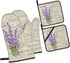 Lavender Flowers Elegant Postcard Vintage Oven Mitts and Pot Holders Sets of 4 High Heat Resistant Oven Mitts with Oven Gloves and Hot Pads Potholders for Kitchen Cooking BBQ Non-Slip Cooking Mitts by LONSANT