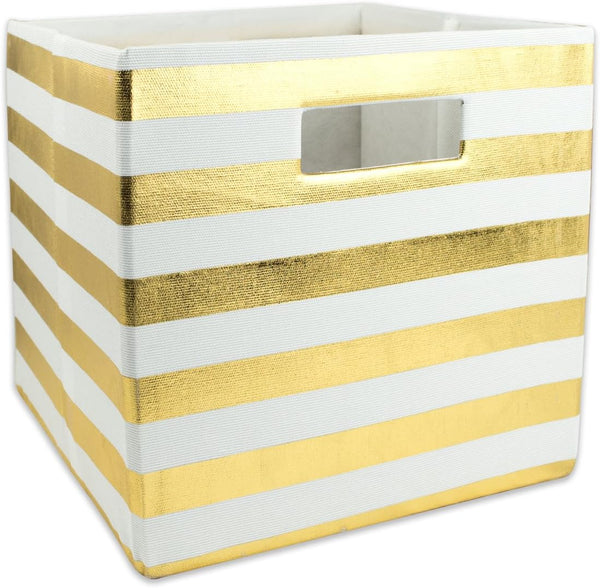 DII Hard Sided Collapsible Polyester Cube Storage Collection, 11x11x11, Gold