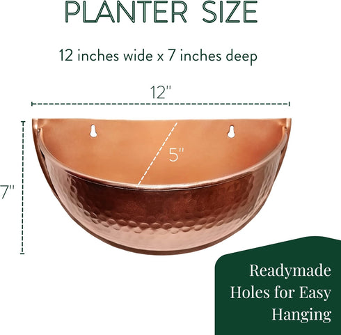 12x7 Allegorie Metal Wall Planter | Indoor or Outdoor Hanging Plant Pot | Farmhouse Decor & Boho Kitchen Decoration