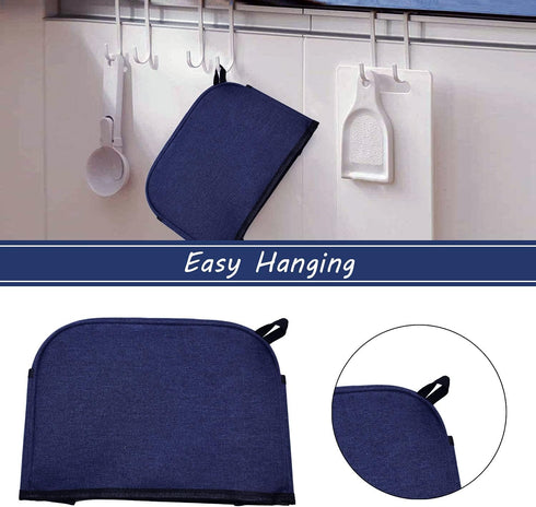 2 Slice Toaster Cover, Small Appliance Toaster Cover with Pockets, Washable, Blue