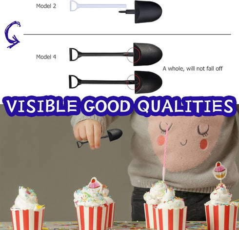 OaaXbbECco Novelty Mini Shovel Shape Spoons, Cute Disposable Plastic Dessert Spoons (50 Count)