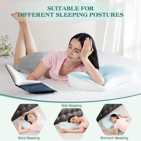 Cervical Pillow for Neck and Shoulder Support, Ergonomic Memory Foam Contour Pillows with Adjustable Dual Heights