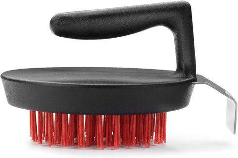 Outset 76621 Himalayan Salt Block - Pizza Stone and Cast Iron Pan with Nylon Cleaning Brush and Stainless Steel Scraper