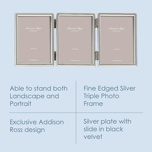 Addison Ross Essentials Photo Frame, Silver Plate Treble, 2 x 3 Inches
