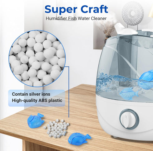 Funmit Humidifier Cleaner Fish, Humidifier Cleaning Fish Compatible with Humidifiers and Fish Tanks, Blue, 12 Pack