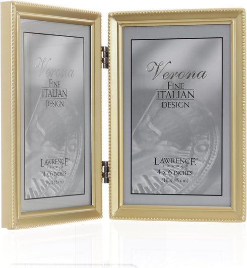 Lawrence Frames Bead Border Design, Double 4x6, Satin Gold