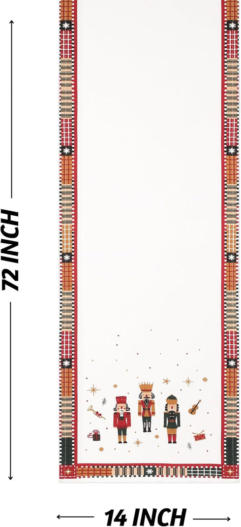 72 Inches 100% Folkulture Christmas Table Runner Long | Cotton Boho Plaid for Xmas Dining, Coffee Tables,Boho Decor |