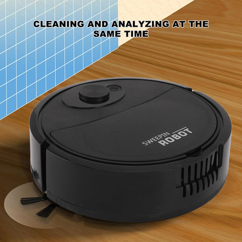 Smart Robot Vacuum Cleaner, Black, 3 in 1 Strong Suction Mini Mopping Vacuum for Hard Floors