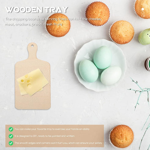 Operitacx Mini Wooden Cutting Board Craft, 6 Pcs Rustic Paddle Kitchen Board for Home Decor, 4.5"x2.36"