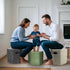 2 Hexagon Pouf Ottoman Stuffed with Pockets & Handle, Comfort Corduroy Poufs, Non-Slip Foot Stool Storage Ottoman, Foam