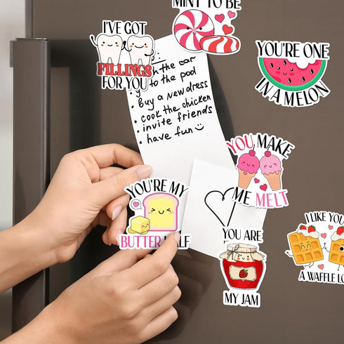 16 Pcs Valentine's Day Magnets, Funny Cute Refrigerator Magnets for Home Decorations, Love Puns Magnets for Valentine's