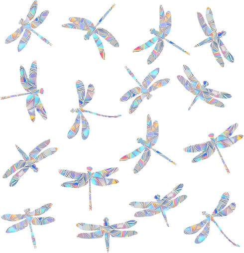 30 Pieces Dragonfly Anti-Collision Window Clings, Glass Reminder Prism Decals to Avoid Bird Strikes