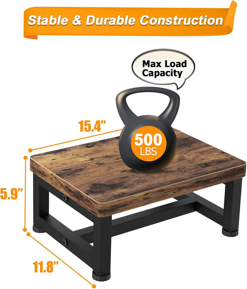 500-LBS Wooden Step Stools for Adults Kids with Non-Slip Rubber Feet, Heavy Duty Stepping Stools with Capacity