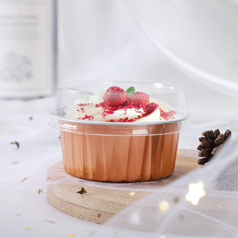 EUSOAR 30pcs Disposable Ramekins with Lids, 5oz Aluminum Foil Muffin Liners, Cupcake Baking Cups, Creme Brulee Holders
