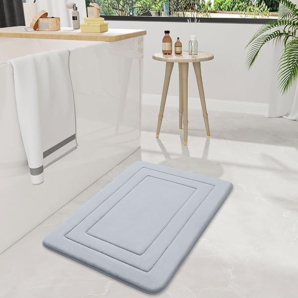 Arotive Memory Foam Bathroom Rug Mat 24x16, Ultra Soft and Absorbent Bath Mat, Machine Wash Dry, Comfortable Bath Rug Carpet for Bathroom Floor, Tub and Shower, Grey