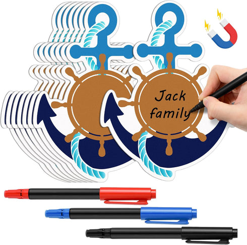 Treela 11 Pcs Cruise Ship Door Decorations Set, Nautical Anchor Car Magnets with Paint Pens for Carnival Cruise Decor