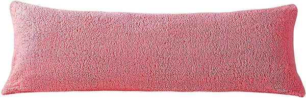 Reafort Ultra Soft Sherpa Body Pillow Cover/Case - 21"x54" with Zipper Closure, Pink