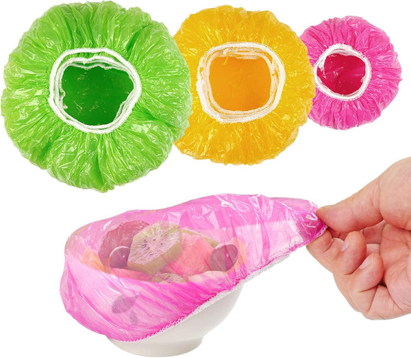 Plastic Bowl Covers, 60 PCS Elastic Reusable Fresh Keeping Bags, 3 Size Food Covers