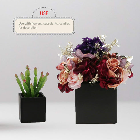 WGV Ceramic Cube Vase, 3" Width x 3" Height - Elegant Modern Small Square Floral Planter