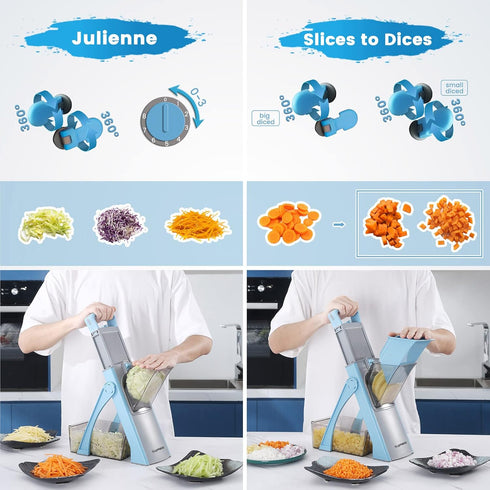 SUPMAKIN Upgrade Safe Mandoline Slicer Plus, Adjustable Vegetable Chopper Food Slicer, Kitchen Safe Chopping Artifact