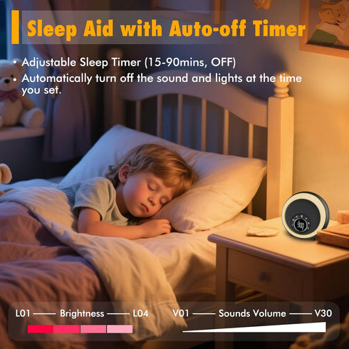 Dimmable Night Light Bluetooth Speaker Alarm Clock, Portable Sound Machine with White Noise, Touch Bedside Lamp