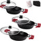 Cast Iron Skillet Set, 8"+10"+12" Frying Pans with Glass Lids and Silicone Handle Holder Covers