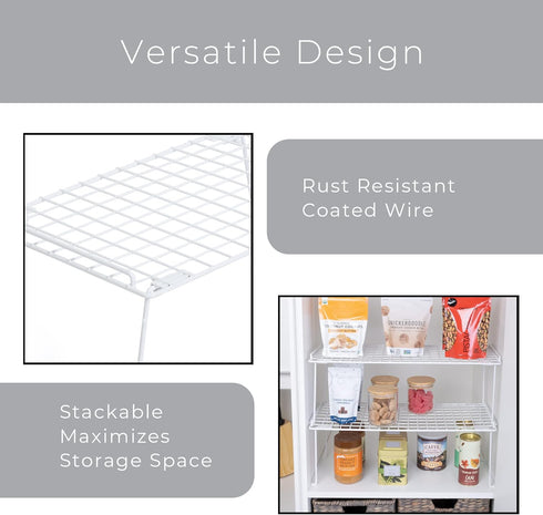 Smart Design Stacking Cabinet Shelf Rack - Extra Large 22 x 10 Inch - Steel Metal Wire Organizer for Kitchen