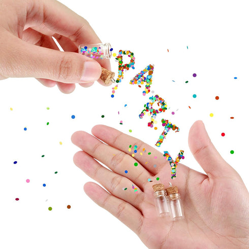 Yungyan 50 Pieces Small Mini Glass Bottles with Cork Stoppers Set, Tiny Cork Bottles with Eye Screws & Funnel for DIY