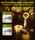 4 Pack 20 6.6 Wine Bottle Lights with Cork, USB Rechargeable Cork Lights for Wine Bottles,Christmas, Valentine's