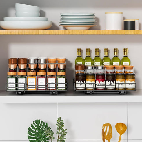 RCHYFEED Pull Out Spice Rack Organizer for Cabinet, Heavy Duty Slide Out Seasoning Organizer Fits Kitchen and Pantry