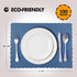Fit Meal Prep 100 Pack Disposable Paper Placemats, 14 x 10 Inch Blue with Wavy Scalloped Edge for Restaurant Catering