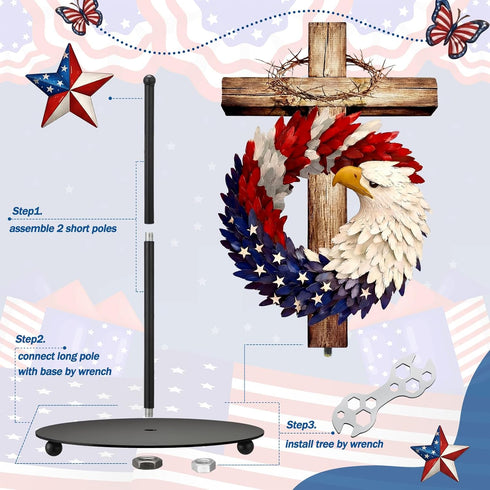 4th 250th Countertop Thyle of July Patriotic Paper Towel Holder, Red White Blue Eagle Cross Kitchen Decor Anniversary