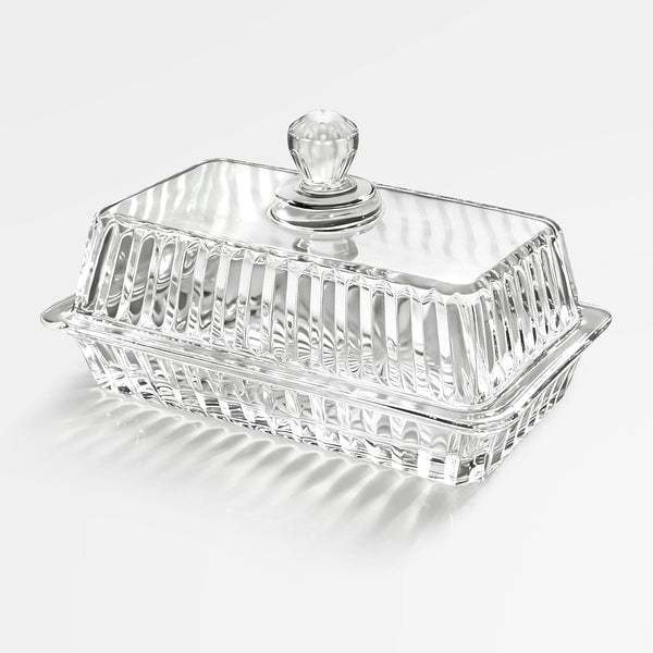 Clear Glass Butter Dish with Lid, Covered Crystal Butter Holder Container for