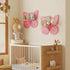 2-Tier Butterfly Wall Shelf - Nursery Decor Pink Floating Corner Shelves, Cute Wall Display Rack Bookshelf for Kids