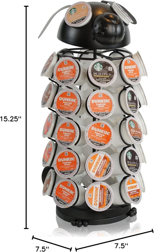 Made Easy Kit Carousel Coffee Pod Holder for Keurig K-Pods K-Cups, Metal Storage Organizer (Large, Black Dog)