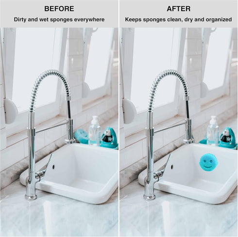 2 Pack Sponge Holder for Kitchen Sink, Suction Cup In-Sink Sponge Caddy Organizer, Dishwasher Safe, (Sponges Not