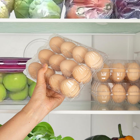 Lixavaer 180 Pack 34 Clear Plastic Egg Cartons, Reusable Stackable Egg Containers for Farm, Market & Fridge Storage