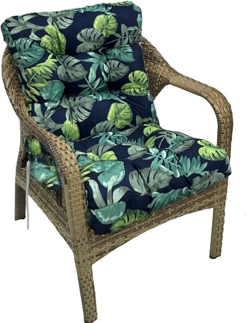Floral Outdoor Chair Cushions Waterproof Tufted High Back Wricker Chair Cushion with
