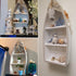 3 Beach Theme Display with Shelves, White Nautical Standing Shelf Decor, Miniature Boat Model, Decorative Boat