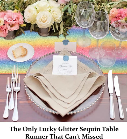 12x72-Inch 72 Inch DUOBAO Rainbow Sequin Table Runner Coffee Table Runners Dining Home Decor Christmas Runners