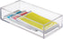 iDesign Clarity Plastic Drawer Organizer for Vanity, Bathroom, Kitchen Storage, 8" x 4" x 2", Clear