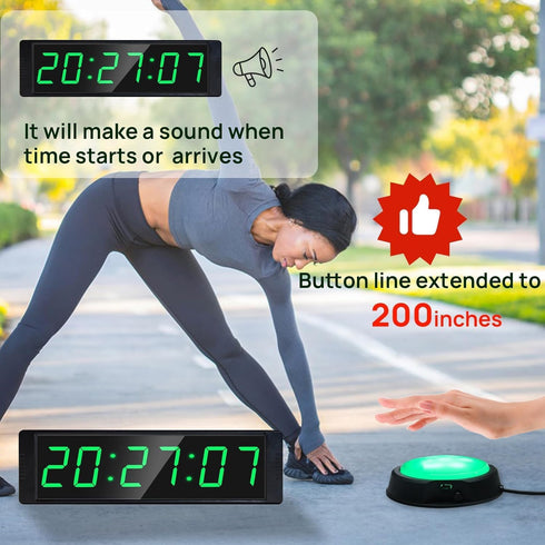 Stopwatch/Countdown 12/24H YZ Gym Clock for Home Gym with Start/Stop Button, Interval Timer for Workout, Timer