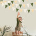32Ft Sage Green Party Decorations - Olive Green Tan Brown Cream Triangle Flag Fabric Banner for Birthday Wedding Decor