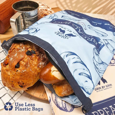 2 Pack GRIN BY GRIN- Bread Bags Reusable Zipper Bags for Homemade Bread Sourdough Extra Large Freezer Storage