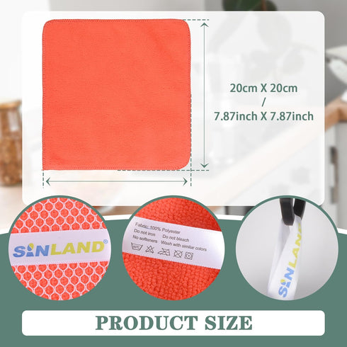 5 7.87inchx7.87inch 10pack SINLAND Microfiber Dish Cloth for Washing Dishes Dish Rags Best Kitchen Washcloth Cleaning