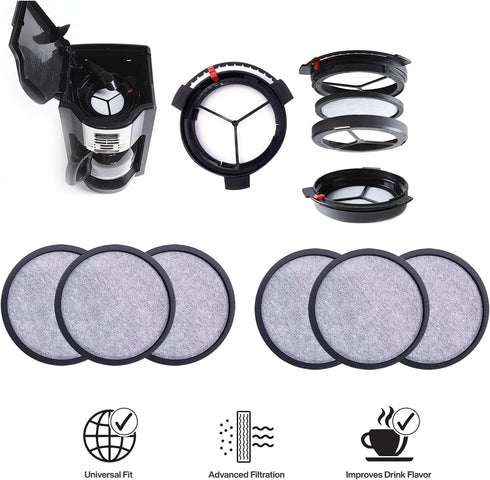 Coffee Filter Disks with Frame for Mr. Coffee Brewers, 6 Pcs Filters and 1 Holder Frame, Compatible with MrCoffee